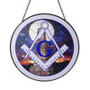 Moon Stone Obelisk Masonic Symbol Purple Night Glass Suncatcher