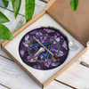 Cryptic Council Symbol Freemason Floral Pattern Purple Stained Glass Suncatcher