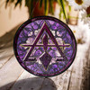 Cryptic Council Symbol Freemason Mosaic Pattern Purple Stained Glass Suncatcher