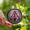 Cryptic Council Symbol Freemason Mosaic Pattern Purple Stained Glass Suncatcher