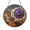 Freemason Burrowed Ground Cryptic Council Symbol Brown Purple Stained Glass Suncatcher