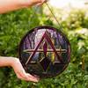 Night Stone Castle Cryptic Council Symbol Purple Stained Glass Suncatcher