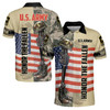 Customize Name Helmet Gun Boots Army Veteran USA Flag Beige Green Men's Polo Shirt S-5XL