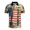 Customize Name Helmet Gun Boots Army Veteran USA Flag Beige Green Men's Polo Shirt S-5XL