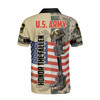 Customize Name Helmet Gun Boots Army Veteran USA Flag Beige Green Men's Polo Shirt S-5XL