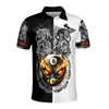 Customize Name Billiard Balls Dragons Fiery Glare Tribal Pattern Black White 3D Men's Polo Shirt S-5XL