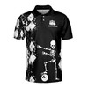 Customize Name Bowling Ball Pin Skeleton Black White 3D Men's Polo Shirt S-5XL