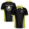 Custom Name Pickleball Paddle Hexagon Black Yellow 3D Men's Polo Shirt S-5XL
