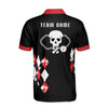 Custom Name Pickleball Paddle Skull Black White Red 3D Men's Polo Shirt S-5XL
