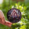 Freemason Moon Night Forest Cryptic Council Symbol Purple Stained Glass Suncatcher
