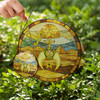 Shriners Symbol Freemason Sun Desert Pyramid Sand Yellow Stained Glass Suncatcher