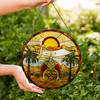 Shriners Symbol Freemason Sun Desert Oasis Warm Colors Stained Glass Suncatcher