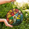 OES Mosaic Pattern Masonic Chapter Colorful Stained Glass Suncatcher