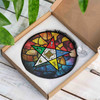 OES Mosaic Pattern Masonic Chapter Colorful Stained Glass Suncatcher