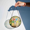 Order Of Eastern Star Wall Tablet OES Symbol Beige Green Glass Suncatcher