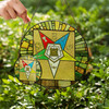 Order Of Eastern Star Wall Tablet OES Symbol Beige Green Glass Suncatcher