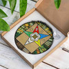 Order Of Eastern Star Wall Tablet OES Symbol Beige Green Glass Suncatcher