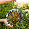 Thistle And Wings Down Rite Of Scottish 32 Degree Of Freemasonry Brown Blue Purple Stained Glass Suncatcher