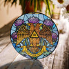Thistle And Wings Down Rite Of Scottish 32 Degree Of Freemasonry Brown Blue Purple Stained Glass Suncatcher