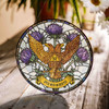 Thistle And Wings Up Rite Of Scottish 32 Degree Of Freemasonry Brown White Purple Stained Glass Suncatcher
