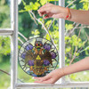 Thistle And Wings Down Rite Of Scottish 33 Degree Of Freemasonry Brown White Purple Stained Glass Suncatcher