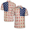 Pickleball Paddle Players Stars USA Flag Pattern Beige Red Blue 3D Men's Polo Shirt S-5XL