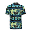 Pickleball Paddle Players Tropical Pattern Black Blue 3D Men's Polo Shirt S-5XL