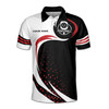Custom Name Pickleball Flaming Swirls Black White Red 3D Men's Polo Shirt S-5XL