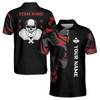 Custom Name Pickleball Paddle Skull Black 3D Men's Polo Shirt S-5XL