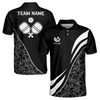 Customize Name Pickleball Paddle Outline Pattern Black White 3D Men's Polo Shirt S-5XL