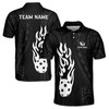 Customize Name Pickleball Paddle Flaming Tribal Pattern Black White 3D Men's Polo Shirt S-5XL