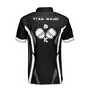Custom Name Pickleball Paddle Sporty Black White 3D Men's Polo Shirt S-5XL