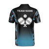 Custom Name Pickleball Paddle Camo Black Blue 3D Men's Polo Shirt S-5XL