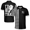 Custom Name Pickleball Paddle I'd Hit That Black White 3D Men's Polo Shirt S-5XL