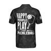 Custom Name Pickleball Happy People Skull USA Black 3D Men's Polo Shirt S-5XL