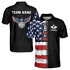 Custom Name Pickleball USA Eagle Black Red White Blue 3D Men's Polo Shirt S-5XL