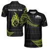 Custom Name Pickleball Paddle Fiery Tribal Black Green 3D Men's Polo Shirt S-5XL