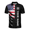 Custom Name Archery Starry Night Sky USA Flag Black 3D Men's Polo Shirt S-5XL