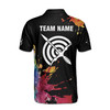 Custom Name Archery Bow Arrow Colorful Splashes Black 3D Men's Polo Shirt S-5XL