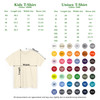 T-shirt Color and Size Chart