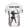 Custom Name Archery Bow Arrow Board Archer USA White 3D Men's Polo Shirt S-5XL