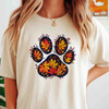 Autumn Leaves Dog Paw Fall Shirt Adult T Shirt S-5XL
