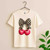 Trendy Checkered Coquette Bow Shirt Adult T Shirt S-5XL