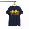 Trendy Teacher Leopard Checkered Pencil Bow Shirt Adult T Shirt S-5XL