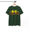 Trendy Teacher Leopard Checkered Pencil Bow Shirt Adult T Shirt S-5XL