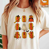 Cute Halloween Ghost Pumpkin Patchwork Shirt Adult T Shirt S-5XL