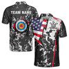 Custom Name Archery Arrow Board USA Grunge Black White 3D Men's Polo Shirt S-5XL