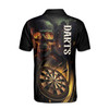 Custom Name Darts Board Flaming Skull Spark Black 3D Men's Polo Shirt S-5XL