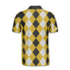 Custom Name Argyle Pattern Yellow Black White 3D Men's Polo Shirt S-5XL