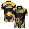 Custom Name Billiard Fire Lightning Stars Black Yellow 3D Men's Polo Shirt S-5XL